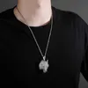 Punk Hip Hop Wolf Cubra de cabeça de pingente mensal Charm de animal gelado fora de zircônia cúbica Clavícula Moda versátil de jóias personalizadas Presentes de Collier para homens