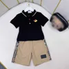 23ss kids set jongens Poloshirt Shorts pak kids designer kleding revers logo borduren T-shirts met korte mouwen Lattice splicing shorts pakken Hoge kwaliteit babykleertjes