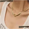 Chokers Choker Minar Hip Hop Hollow Out Love Heart Pendant Necklaces Women Man Unisex 18K Gold Plated Stainless Steel Wide Cuban Cha Dhqfr