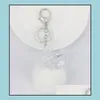 Favor de festas Favor de chaveiro Pompom Keychain Charme Ball Acrílico Cisne Real Coelho Fur 6cm