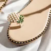 Тапочки Женская обувь летние сандалии пляжные ананасы на плоской подошве коньки наружные коньки Zapatos De Mujer женская обувь со сверкающими кристаллами 231118