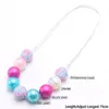 Kid Multicolor Chunky Bubblegum Necklace Handmade Girls Sweet Gradient Beads Necklace Ajustable Rope Jewelry Birthday party Gift