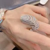 2022 Feather Diamond Ring 925 Sterling Silver Party Wedding Band Rings for Women Men lovar engagemangsmycken