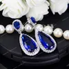 Pera Classic Big Water Drop AAA+ Cubic Zirconia Srebrny kolor Luksusowy ślub ślubny Bridal Długie Kolczyki Biżuteria do narzeczonych E633 Kolczyki