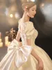 Full Pearls 라인 웨딩 드레스 2023 레이스 얇은 명주