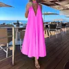 Casual jurken Elegante losse veterkleurige kleur feestjurk sexy boho-stijl vakantie strand mode design hol uit Deep-V vrouwen