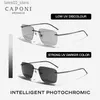 Sunglasses CAPONI Pure Titanium Photochromic Sunglasses Rimless Polarized Driving Men's Sun Glasses Ultra Light UV400 Brand Shades BS28923 Q231120