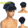 Perruques synthétiques bandeau perruque courte Afro crépus cheveux bouclés pour les femmes noires moelleux boucles bande africaine Turban Wrap 230417