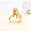 Diamond Cluster Ring Gold Leopard förlovningsringar för kvinnor män stor diamantring designer fin smycken bröllop ring fest födelsedag valentins dag löfte gåva