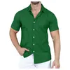 Chemises habillées pour hommes Vintage couleur unie été classique coupe régulière boutonné à manches courtes Blouses décontractées M-xxl Camisa Hombre