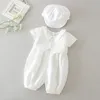 Rompers Baby Boy Tuxedo Onesie Christening Suits Formal Gentlemen Sets Wedding Infant Boy Baptism 1st 2nd Birthday Outfits Jumpsuits 230418