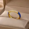 Bant halkaları renkli kübik zirkonya halkaları için ayarlanabilir cazibe kristal parmak yüzüğü 2022 trend moda düğün çift jewerly anillo aa230417