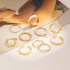 Pierścienie opaski iparam vintage metalowy geometryczny zestaw pierścienia złącza dla kobiet w łańcuchu punkowym Twisted Circle Pearl Finger Pierścień minimalistyczny biżuteria Prezent AA230417