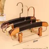 Many Styles Luxury Leather Padded Plastic Hanger for Fur Coat Garment, Deluxe Leather Hanger Rack for Woman Man