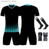 Collectable Kids Men Soccer Jersey Set Socks Pad Men Football Uniforms Child Futebol Shirt Shorts Boys Soccer Training Suit Sportswear Kits Q231118