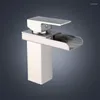 Bathroom Sink Faucets Basin Faucet Brass Vanity Vessel Sinks Washbasin Cold Water Mixer Tap Waterfall Deck Mount Brush Finish Single Hand