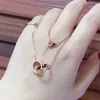 Jewelry Card Plus Double Ring Big Cake Necklace Micro Set Zircon Clavicle Necklace Silver Plated Rose Gold Pendant