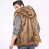 Men's Vests Europe America Faux Vest Casual Fashion Hooded Sleeveless Fur Coats Tops Autumn Winter Warm Slim Fit Jackets Men S-3XL 231118