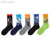 Chaussettes pour hommes livraison directe rétro coton femmes nouvel Art Van Gogh Mural mondialement célèbre peinture à l'huile série hommes drôle chaussette en gros