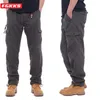 Men's Pants FGKKS Men Multi-pocket Cargo Pants Zipper Pure Cotton Straight Leg Pants Loose Casual Solid Color Construction Pants 230418