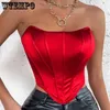 Camisoles Tanks Off Shoulder Halter Corset Women Sexig Solid Corp Tops Stretchy Arcshape Y2K Sleeveless Tanktop Fashion Push Up Bustier Tube Top 230418