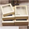 Gift Wrap 10 Size White Brown Paper Soap Box Kraft Package med Clear PVC Window Candy Favors Arts Krafts Display Drop Delivery Home DH8PG