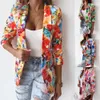 Damespakken Blazer Vintage Flower Gedrukte Jassen Spring Rapel Collar Cardigan 2023 Autumn Elegant Office Long Sleeve Office Outwears 230418