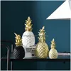 Decorative Objects & Figurines Nordic Light Luxury Decorative Objects Resin Pineapple Golden Creative Home Living Room Porch Model Sof Dhrsy