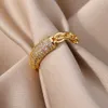 Bandringar Micro Zircon Rings for Women Gold Plated Opening Rostfritt Steel Ring Vintage Cubic Zirconia Lucky Eesthetic Jewerly Anillos AA230417