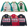 Quality Jackets Rhude Mens Fashion Spring Autumn Coat Long Sleeves Letters Print High Street s Women Embroidered Badgeleisure Unisex Tops Size S-xl