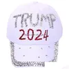 Boll Caps 9 Styles 2024 Trump Diamond Baseball Cap justerbar denim Sun Hat Sport Casual Cotton Drop Delivery Fashion Acces Dhgarden Dhij6