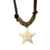 Retro koehide lederen metaal pentagram ketting charme hanger mannen en dames modelleer ketting punk sieraden