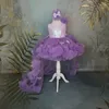 Vestidos de niña, vestido de baile, flor de tul lila, mariposas 3D, cuello redondo, vestido de bebé, fiesta de cumpleaños para niños, tren largo de Navidad