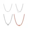 Weiß verkupferte Silber-Pandora-Halskette, DIY-Schmuck, verwoben mit Liebe, Muttertags-Halskette, Perlen-Halskette, weibliche Pandora-Charm-Halskette