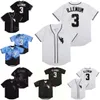 Moive Baseball 3 ILLENIUM Jersey LTD Nick Diamond Bordado e costurado Preto Azul Branco Cor da equipe Cool Base Cooperstown Vintage College para fãs de esporte Homens Venda