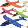 LED Flying Toys Upgrade samolot 17.5 Duża samolot z pianki rzucającej 2 Tryb lotu zabawka dla dzieci Prezenty 3 4 5 6 7 -letni chłopiec Outto Dhdxa