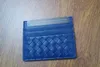 Großhandel hochwertige Echtleder Geldbörsen Mini dünne Rindsleder Häkelarbeit Geldbörse Mode Kartenhalter Fall blaue Farbe