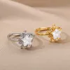 حلقات الفرقة مكعب Zirconia Star Rings للمرأة المفتوحة الفولاذ المقاوم للصدأ حلقة الزركون القابلة للتعديل 2022 الاتجاه الزوجين زفاف anillos mujer aa230417