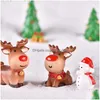 クリスマスの装飾ミニクリスマス樹脂エルクサンタクロース装飾品のためのメリーデコレーションミニチュア新年xmasボックスdhdxu