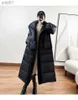 Women's Down Parkas Winter Long Thick Down Jacket för kvinnor med huva Pull Chain och bred manschetter Fashionabla Pufferfish Black Navy Snow Coatl231118