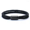 Bracelets de charme minimalista Madeira Milão Pulige de corda preta Braclet de linha de fios de aço inoxidável preto para jóias de braçadeira masculina Homme