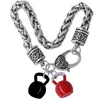 Gliederarmbänder Kette Mode Emaille Farbe 3D Metall Kettlebell Anhänger Armband Gym Fitness Männer und Frauen Weizen Armreif