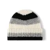 Beanie Skull Caps Fashionable Warm Striped Color Matching Wool Hat For Women in Autumn and Winter Outdoor Warm Cold Hat For Men Mångsidil Brimlös stickad hatt