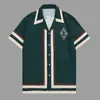 Casual shirts voor heren groen contrasterende kleur retroletter print shirt korte mouw casual mannen shirt streetwear camisa masculina shirt moda hombre 230418