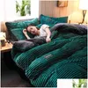 Bettwäsche-Sets Justchic Dicke warme Winterdecke für Betten Ab-Version Doppelseitige Veet-Bettdecke Er Kissenbezug Flanell Queen-Size-Drop Deli DHJ0Z