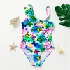 2021 novas meninas maiô de uma peça maiô 4-13years estilo babado roupa de banho infantil uma peça maiô swimone-piece ternos uma peça menina