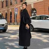 Women's Wool Blends Winter Trench Coat For Women Elegant Fashion Korean Casual Thick Wool Coat Red Lace-up Long Jacket Black Woman Coat With BletL231118