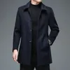 Erkek yünleri yüksek kaliteli erkek kış ceketleri ve paltolar iş rahat yün uzun palto erkekler yakalı 231118