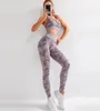 2 шт. комплект женский комплект для йоги бесшовный камуфляж женская одежда для фитнеса спортивный бюстгальтер одежда для спортзала леггинсы с подкладкой пуш-ап костюмы с ремешками15655083