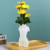 Vases Woman Human Body Art Design Glass Vase Dried Flower Simulation Resin Home Decoration Livingroom Table Accessories Y23